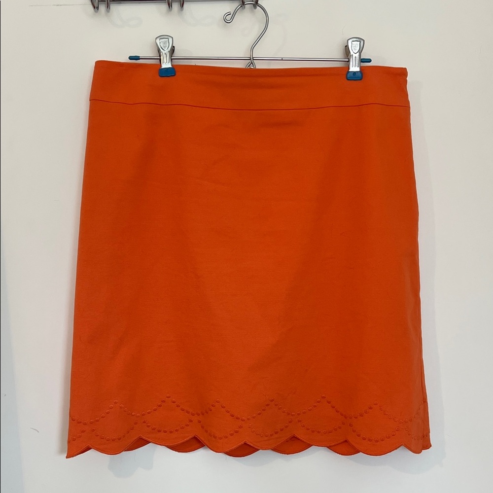 Talbots Bright Orange Scallop Hem Mini Skirt